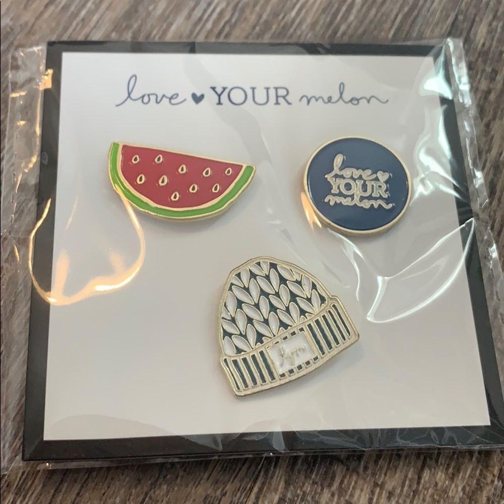 Love Your Melon pins, set of three